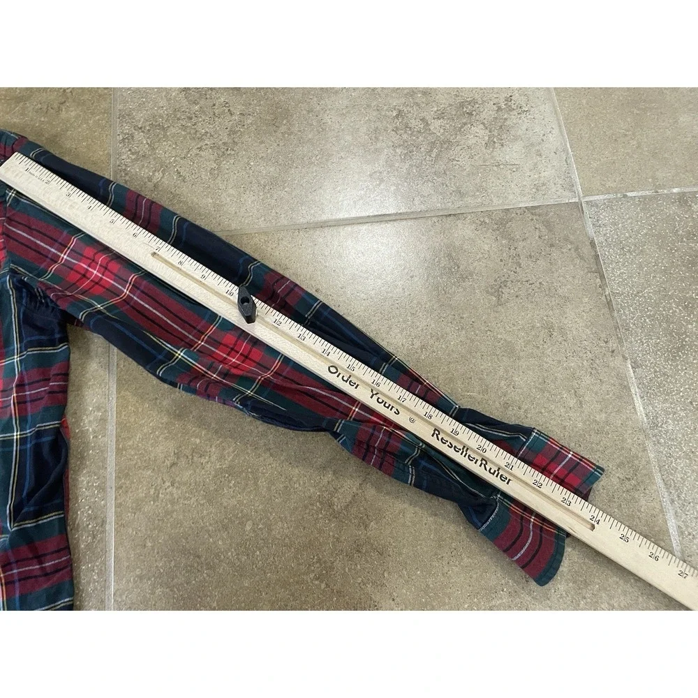 Old Navy Men's Sz S Red Green Black Plaid Flannel Long Sleeve Button Up Shirt - Picture 7 of 8